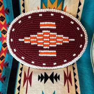 Vintage Native American Bead Belt Buckle